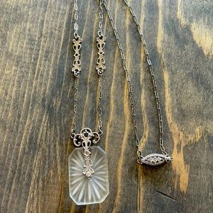 Vintage Silver Camphor Art Deco Necklace